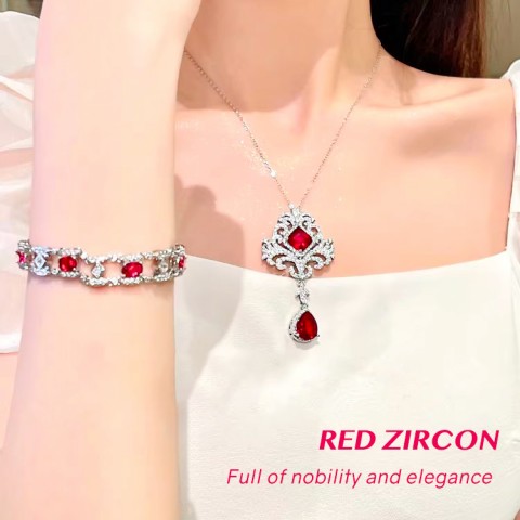 Extravagant Delicate Pomegranate Ruby Jewelry Set