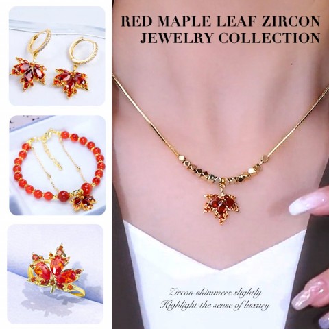 New Romantic Acacia Red Maple Leaf Zircon Jewelry