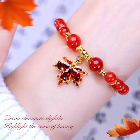 New Romantic Acacia Red Maple Leaf Zircon Jewelry