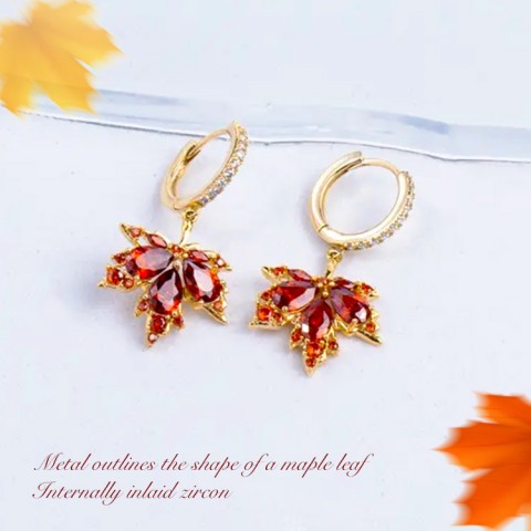 New Romantic Acacia Red Maple Leaf Zircon Jewelry