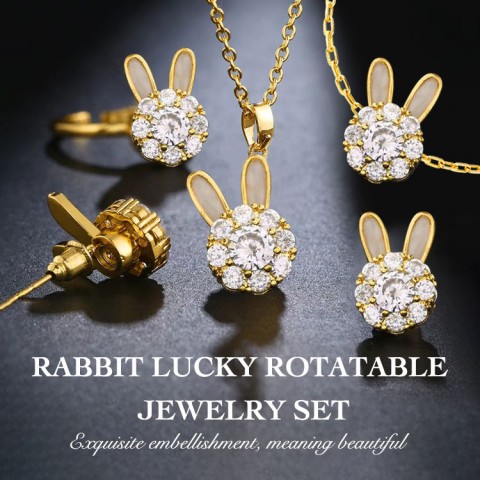 Rabbit Lucky Rotatable Jewelry 4pcs Set