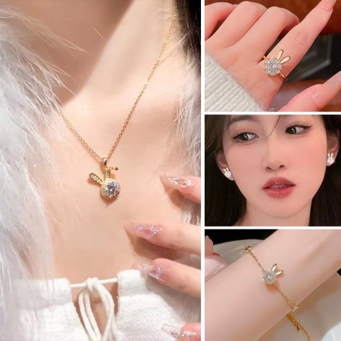 Rabbit Lucky Rotatable Jewelry 4pcs Set