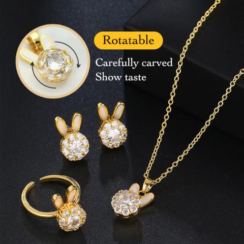 Rabbit Lucky Rotatable Jewelry 4pcs Set