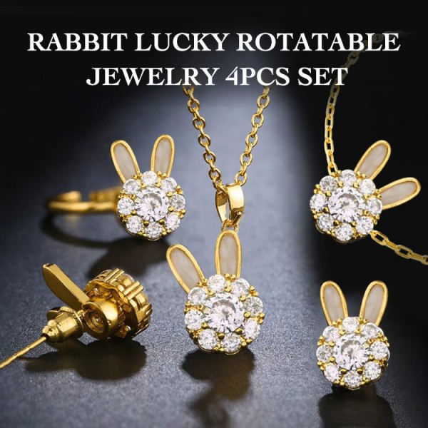 Rabbit Lucky Rotatable Jewelry 4pcs Set