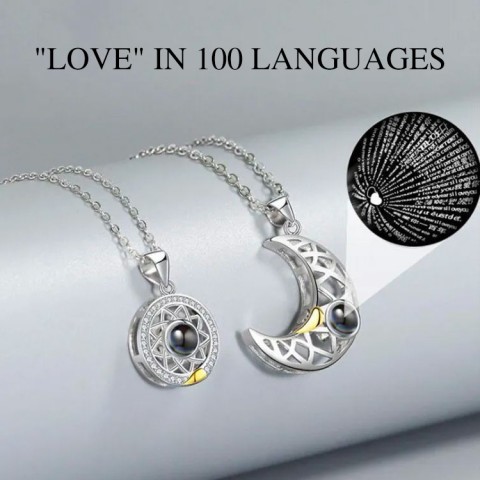Heart-shaped sun and moon necklace