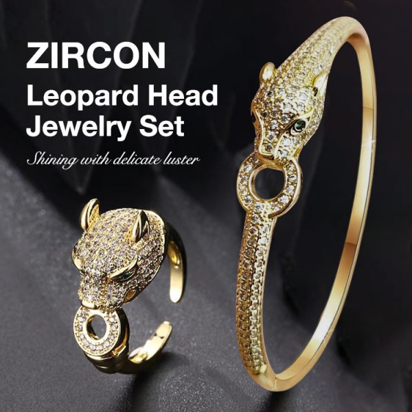 Zircon Leopard Head Jewelry Set