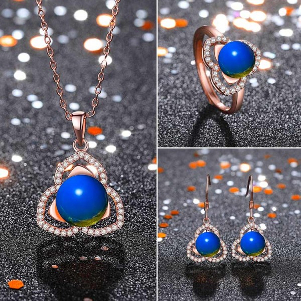 Blue Amber Jewelry Set..