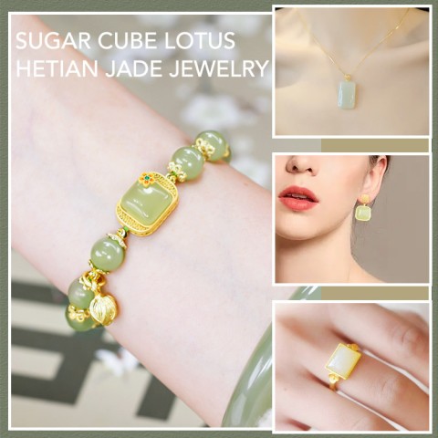 Sugar cube lotus and Tian jade jewelry