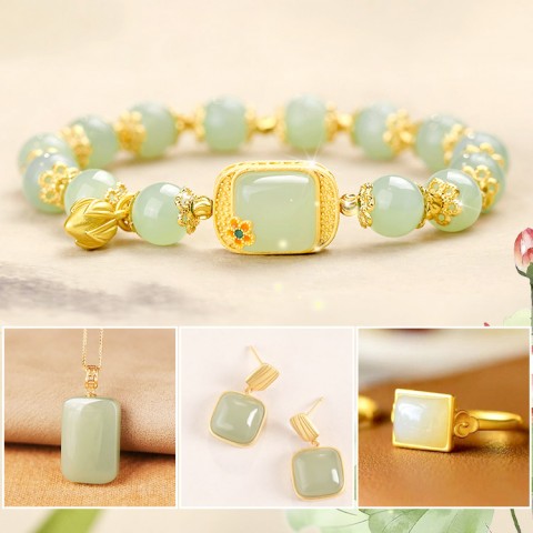 Sugar cube lotus and Tian jade jewelry