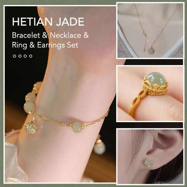 Hetian jade bell bracelet&Necklace Set..