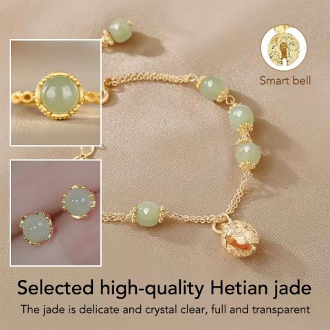 Hetian jade bell bracelet&Necklace Set