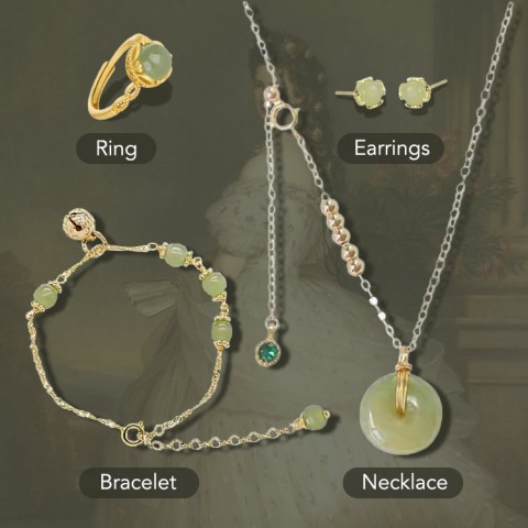 Hetian jade bell bracelet&Necklace Set