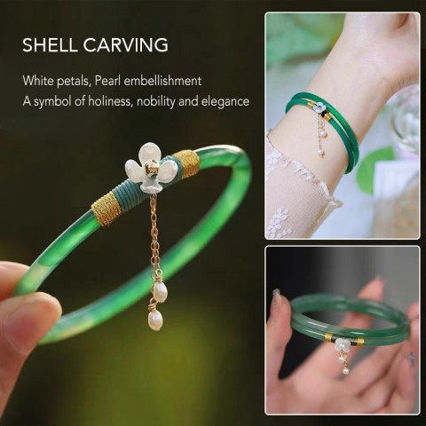 Natural Chalcedony Jingle Bracelet Earring Set