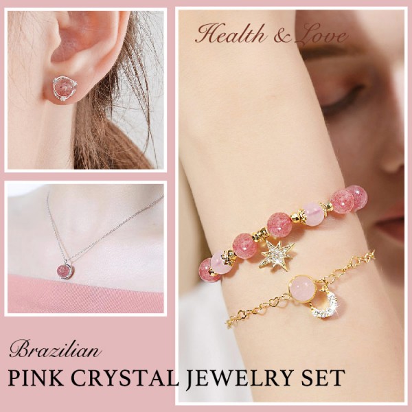 Brazilian Pink Crystal Jewelry Set-Healt..