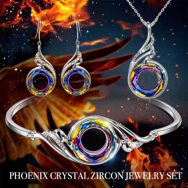 Colorful Crystal Phoenix Jewelry Set..