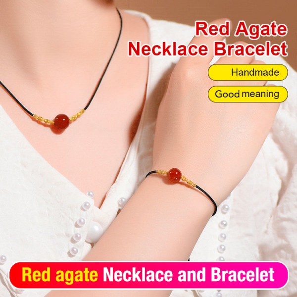 Red Agate Acacia Bean Jewelry..