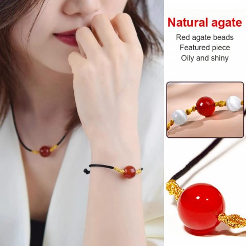 Red Agate Acacia Bean Jewelry