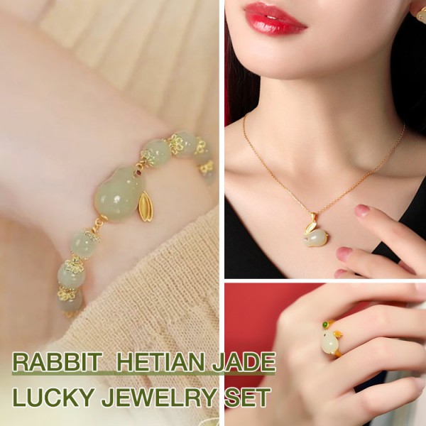 Rabbit HeTian jade lucky jewelry set-1