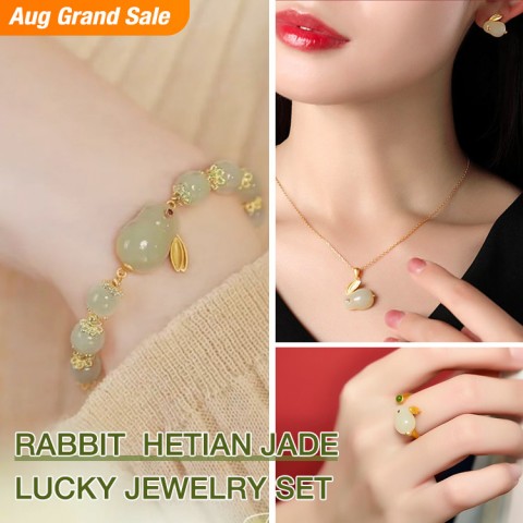 Rabbit HeTian jade lucky jewelry set-2022 Korean hot style