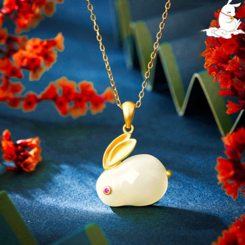 Rabbit HeTian jade lucky jewelry set-2022 Korean hot style