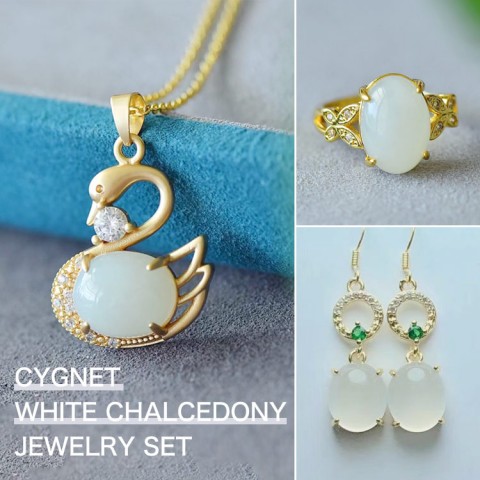 Cygnet White Chalcedony Jewelry Set