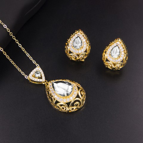 Noble Crystal 3in1 Drop shape Jewelry Set
