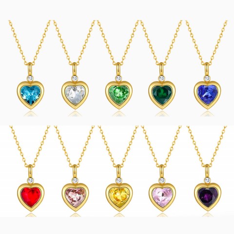 Interchangeable Zircon Necklaces with 10 heart pendants	