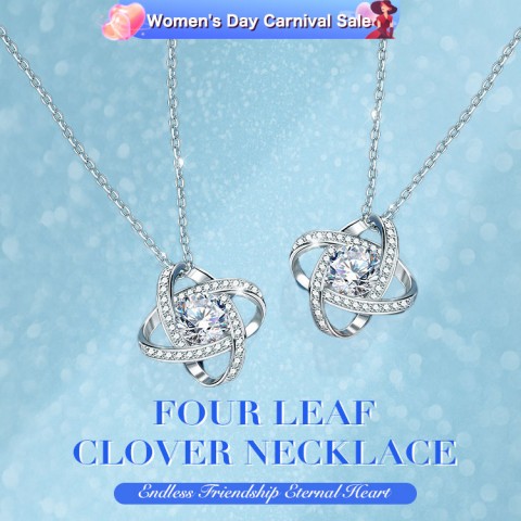 Four Leaf Clover Necklace Endless Friendship Eternal Heart
