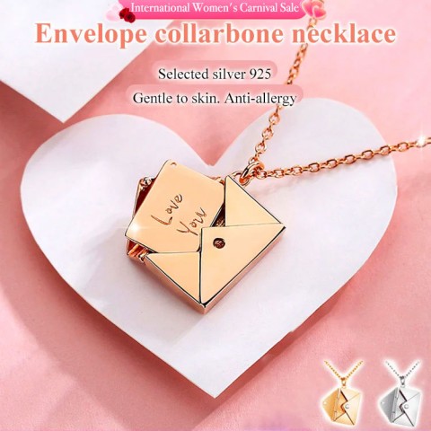 Envelope Locket Necklace Love you Secret