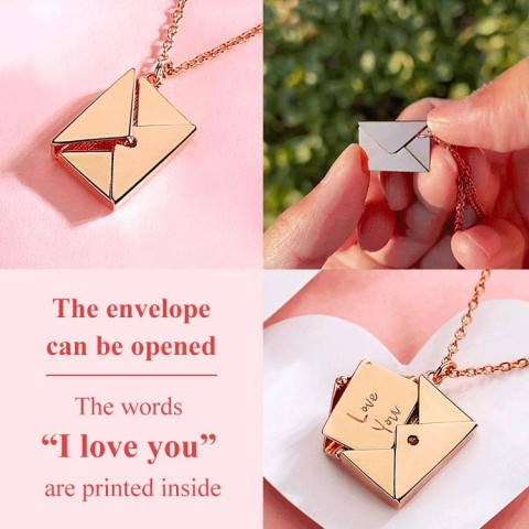 Envelope Locket Necklace Love you Secret