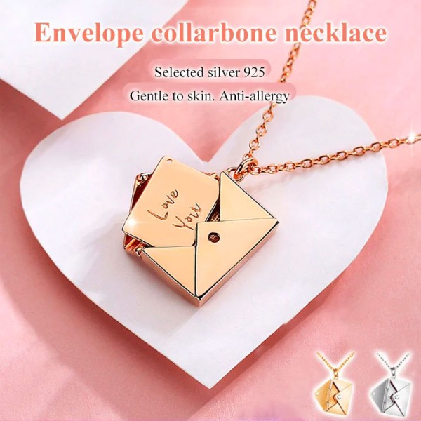 Envelope Locket Necklace Love you Secret..
