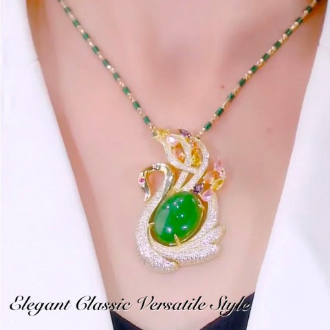 Full Diamond Swan Necklace
