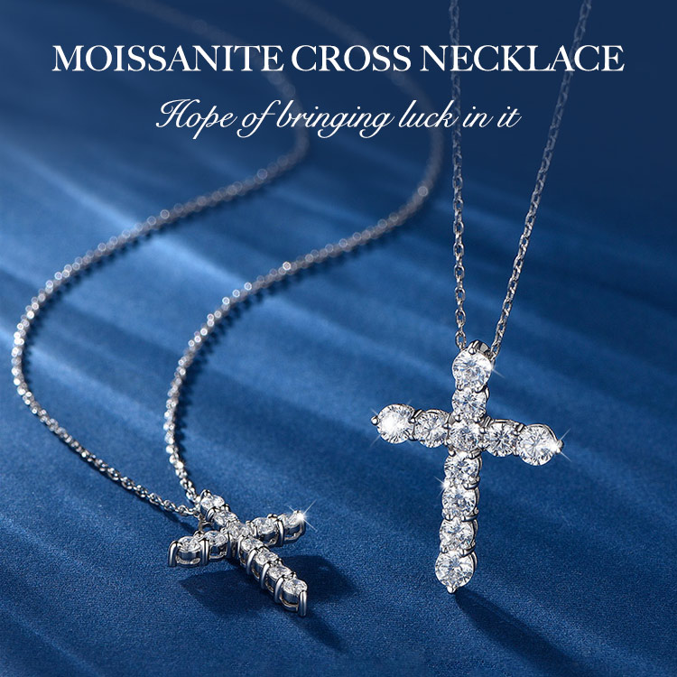New Year Promo - Moissanite Cross Necklace - Harvest Love, Career, Happiness