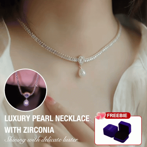 Luxury pearl necklace with zirconia