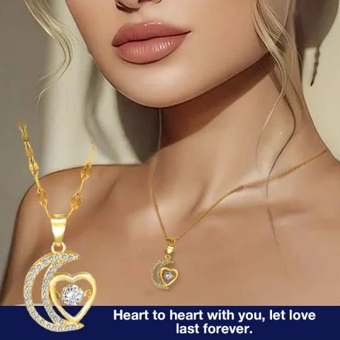 Light luxury moon love heart touching necklace