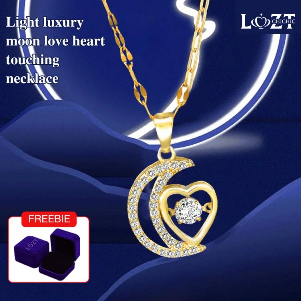 Light luxury moon love heart touching necklace