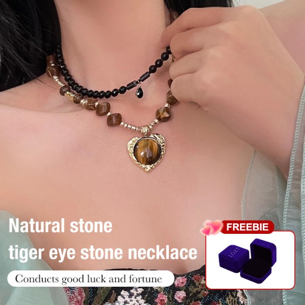 Natural stone tiger eye stone necklace
