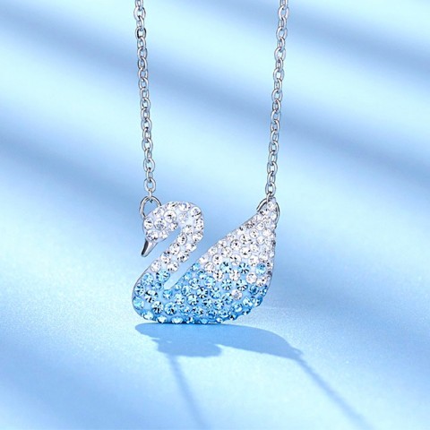 Swarovski Crystal Beating Heart Swan Necklace