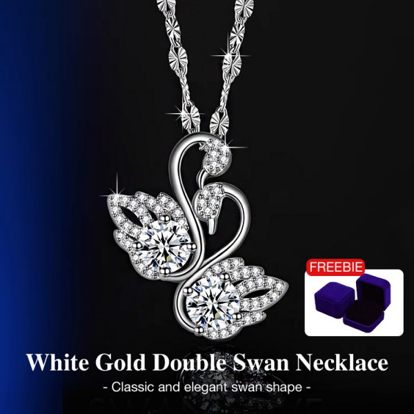 White Gold Double Swan Necklace