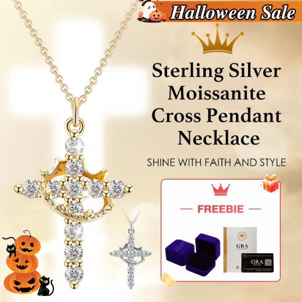 Sterling Silver Moissanite Cross Pendant..