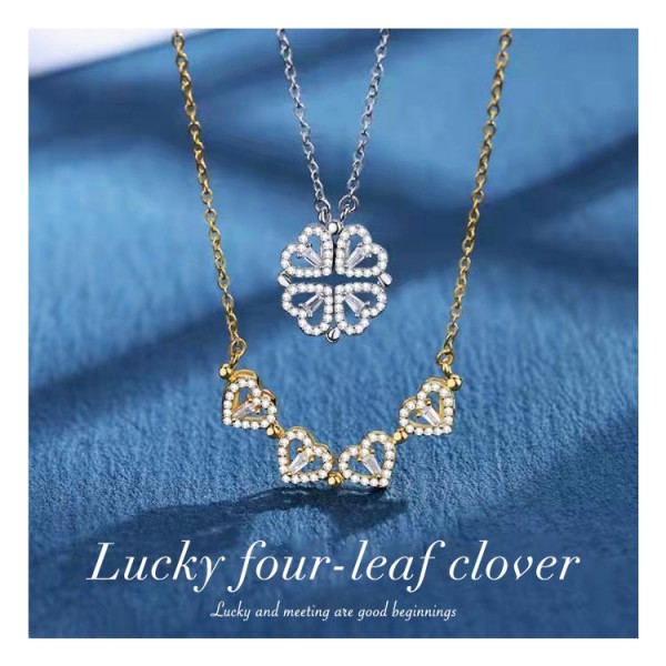 Korean Version Four love Hearts Necklace..