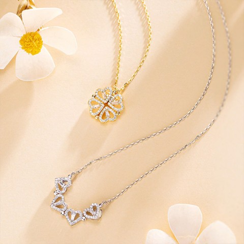 Korean Version Four love Hearts Necklace