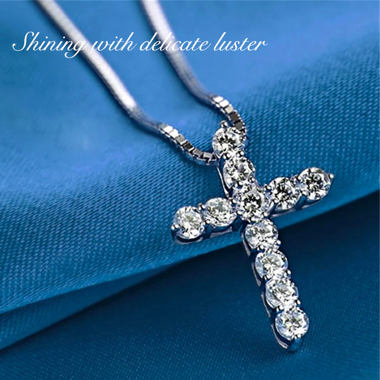 New Year Promo - Moissanite Cross Necklace - Harvest Love, Career, Happiness