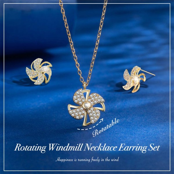 Rotating Windmill Necklace Earring Set..