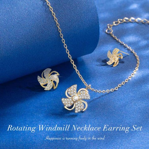 Rotating Windmill Necklace Earring Set