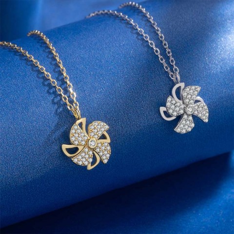 Rotating Windmill Necklace Earring Set