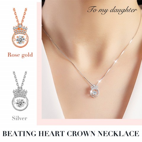To my daughter Beating Heart Crown Necklace