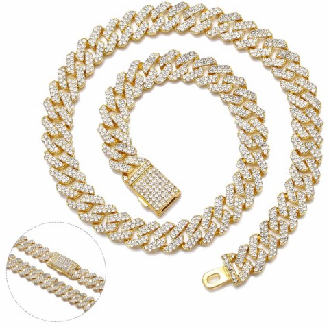 Wang Jiaer same full diamond Cuban necklace