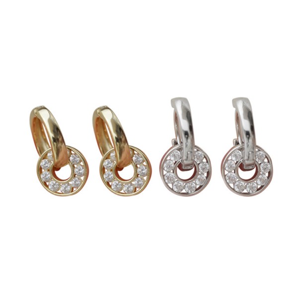 Chichic S925 sterling silver stud circle zircon earrings