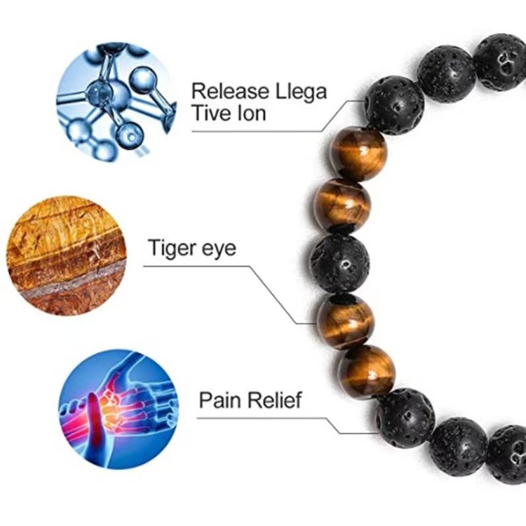 7.7 Great Sale - Buy 1 get 1 Ring- Triple Protection Bracelet-Natural Tigers Eye Black Agate And Hematite - Adjustable, with jewelry box, 1 year warranty
